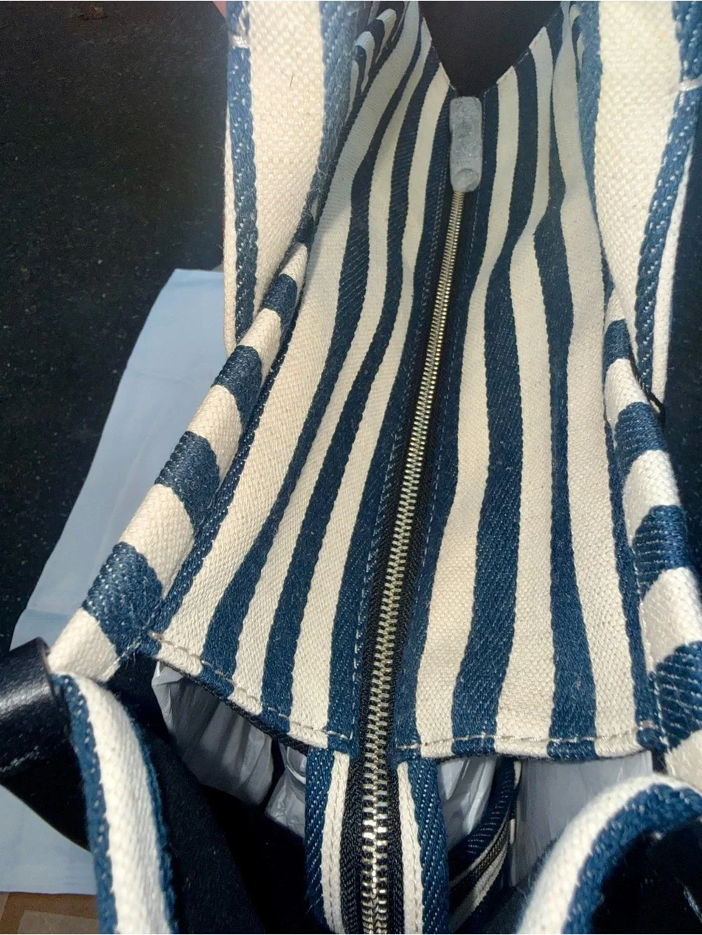Marc Jacobs large Navy and White Striped Canvas Tote